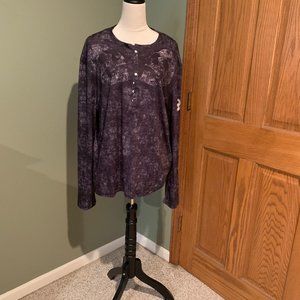 MENS BLACK 1/4 BUTTON LONG SLEEVE TEE SIZE XL  #331